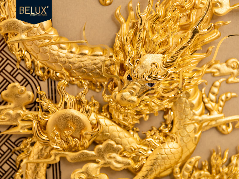 Tranh Thiên Long Hoàng Vân Dát Vàng 24k 34x27cm